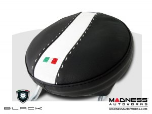 FIAT 500 Headrest Cover Set - Black Italy - Rear - Black/ White Tuxedo Design FIAT 500 Headrest Cover Set - Black Italy - Rear - Black/ White Tuxedo Design